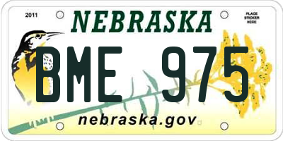 NE license plate BME975