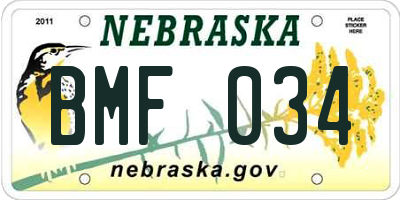 NE license plate BMF034