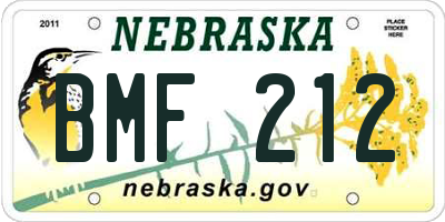 NE license plate BMF212