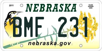 NE license plate BMF231