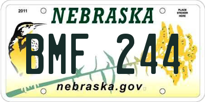 NE license plate BMF244