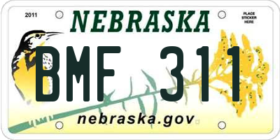 NE license plate BMF311