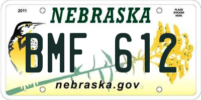NE license plate BMF612