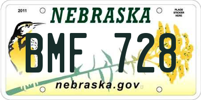 NE license plate BMF728