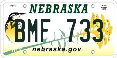 NE license plate BMF733