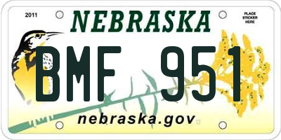 NE license plate BMF951