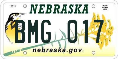 NE license plate BMG017