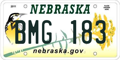 NE license plate BMG183