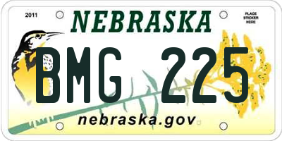 NE license plate BMG225