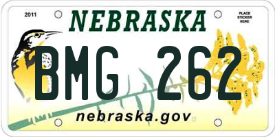 NE license plate BMG262