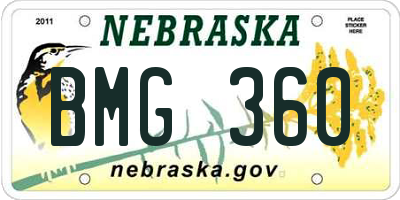 NE license plate BMG360