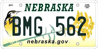 NE license plate BMG562