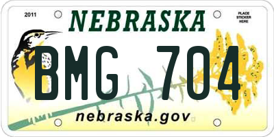 NE license plate BMG704