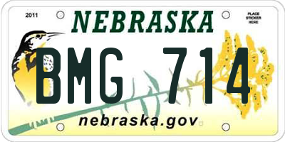 NE license plate BMG714