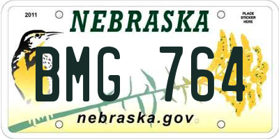 NE license plate BMG764