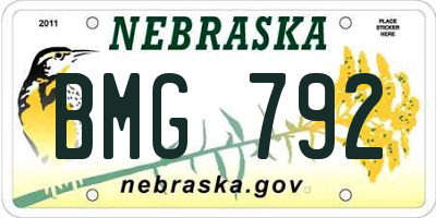 NE license plate BMG792