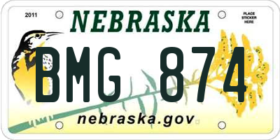 NE license plate BMG874