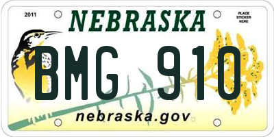 NE license plate BMG910