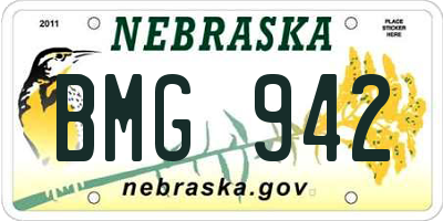 NE license plate BMG942