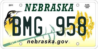 NE license plate BMG958