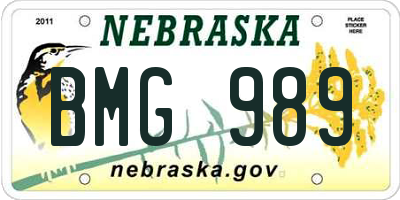 NE license plate BMG989