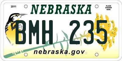 NE license plate BMH235