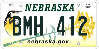 NE license plate BMH412