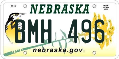 NE license plate BMH496