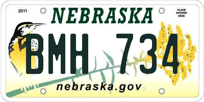 NE license plate BMH734