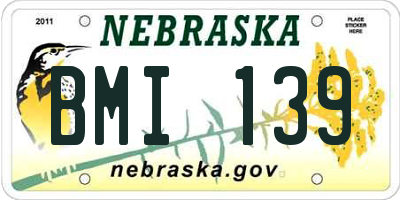 NE license plate BMI139