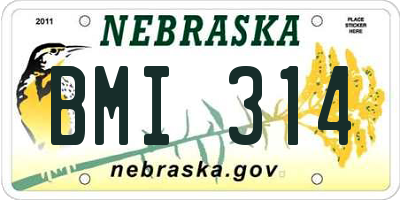 NE license plate BMI314