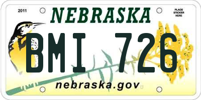 NE license plate BMI726