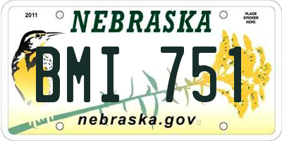 NE license plate BMI751