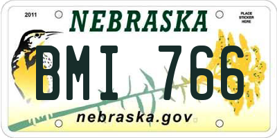 NE license plate BMI766