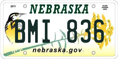 NE license plate BMI836