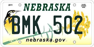 NE license plate BMK502