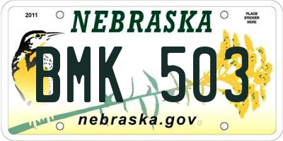 NE license plate BMK503