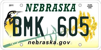 NE license plate BMK605