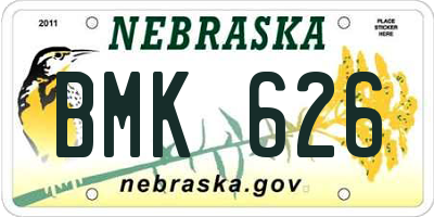 NE license plate BMK626