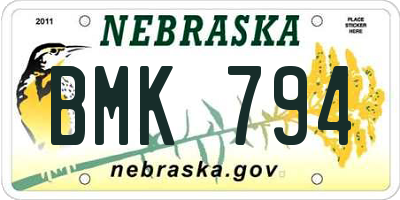 NE license plate BMK794