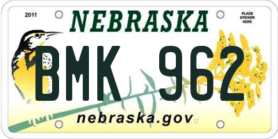 NE license plate BMK962