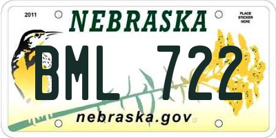 NE license plate BML722