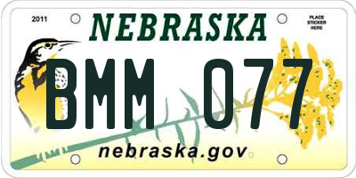 NE license plate BMM077