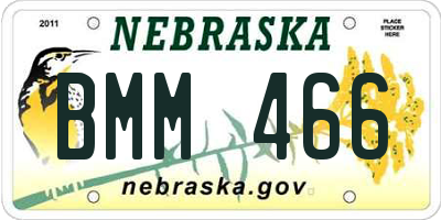 NE license plate BMM466