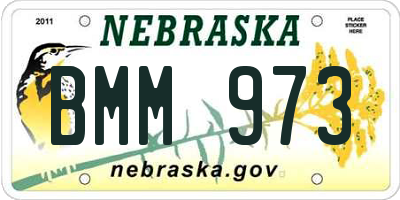NE license plate BMM973