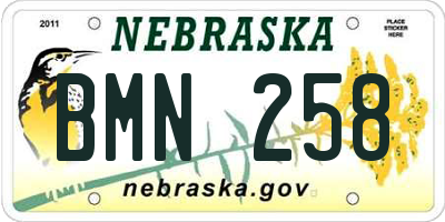 NE license plate BMN258