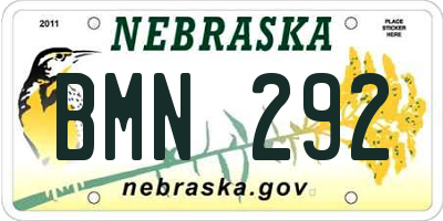 NE license plate BMN292