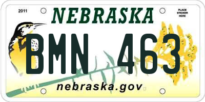 NE license plate BMN463
