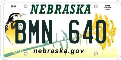 NE license plate BMN640