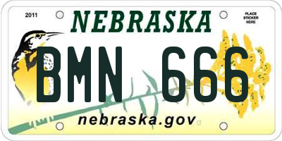 NE license plate BMN666